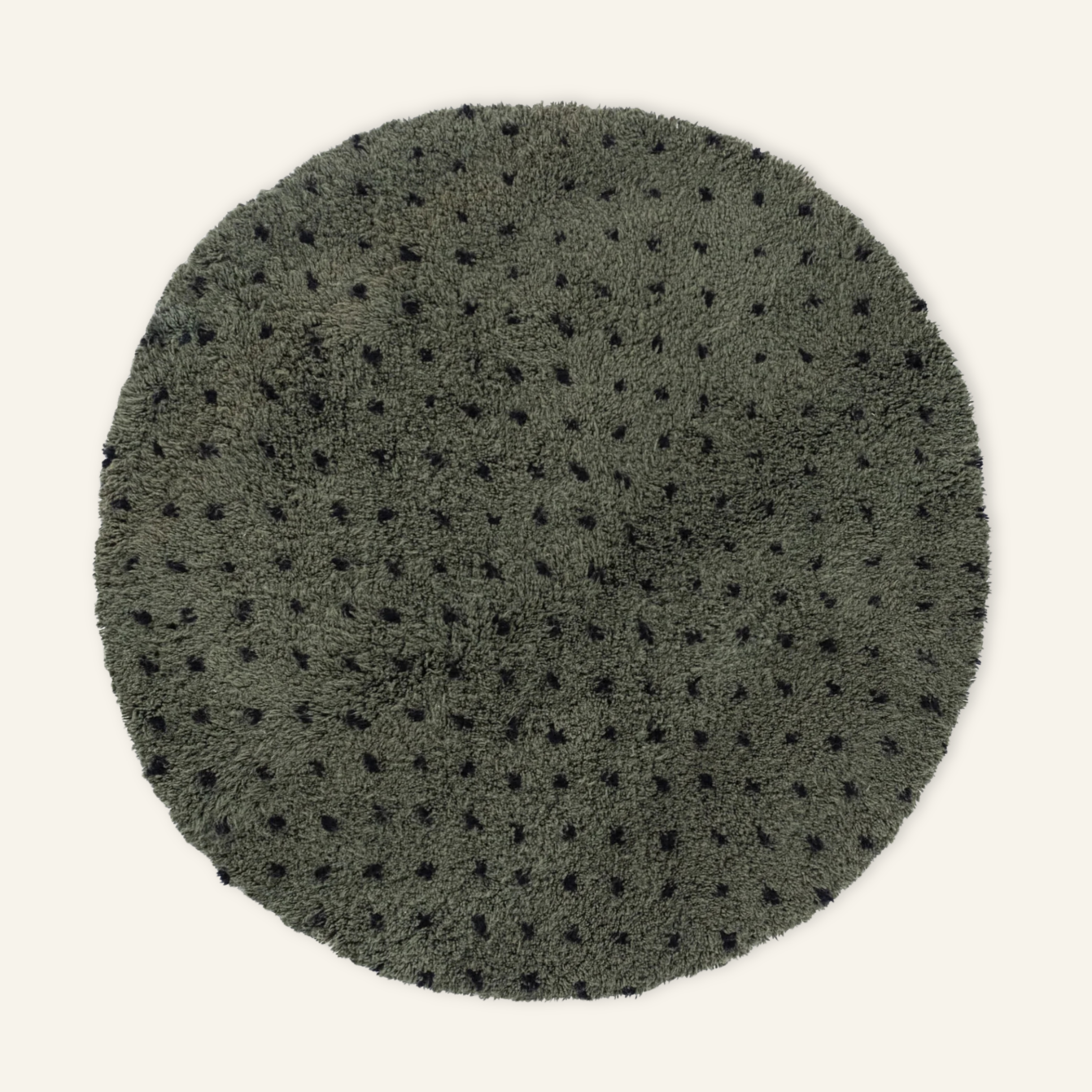 Noujoum Soldier Green Round - Shag Moroccan rug