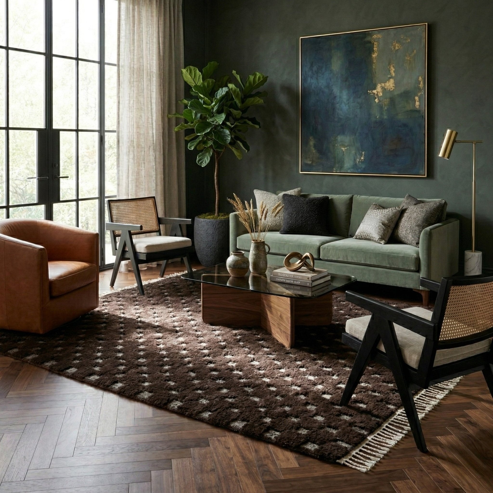 Nowara Chocolate Brown - Shag Moroccan rug - Benisouk