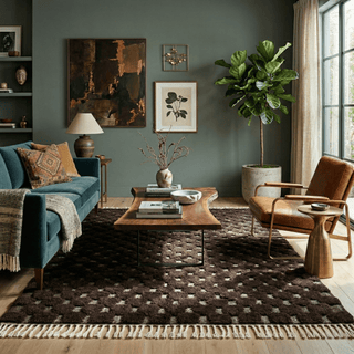 Nowara Chocolate Brown - Shag Moroccan rug - Benisouk