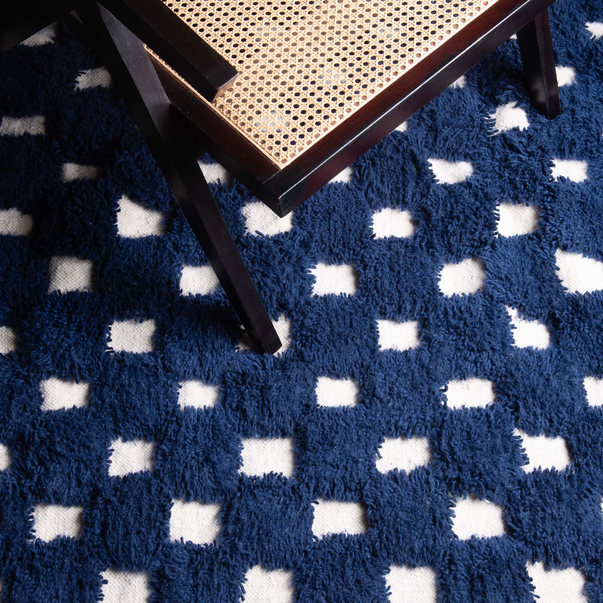 Nowara Navy Blue - Shag Moroccan rug - Benisouk