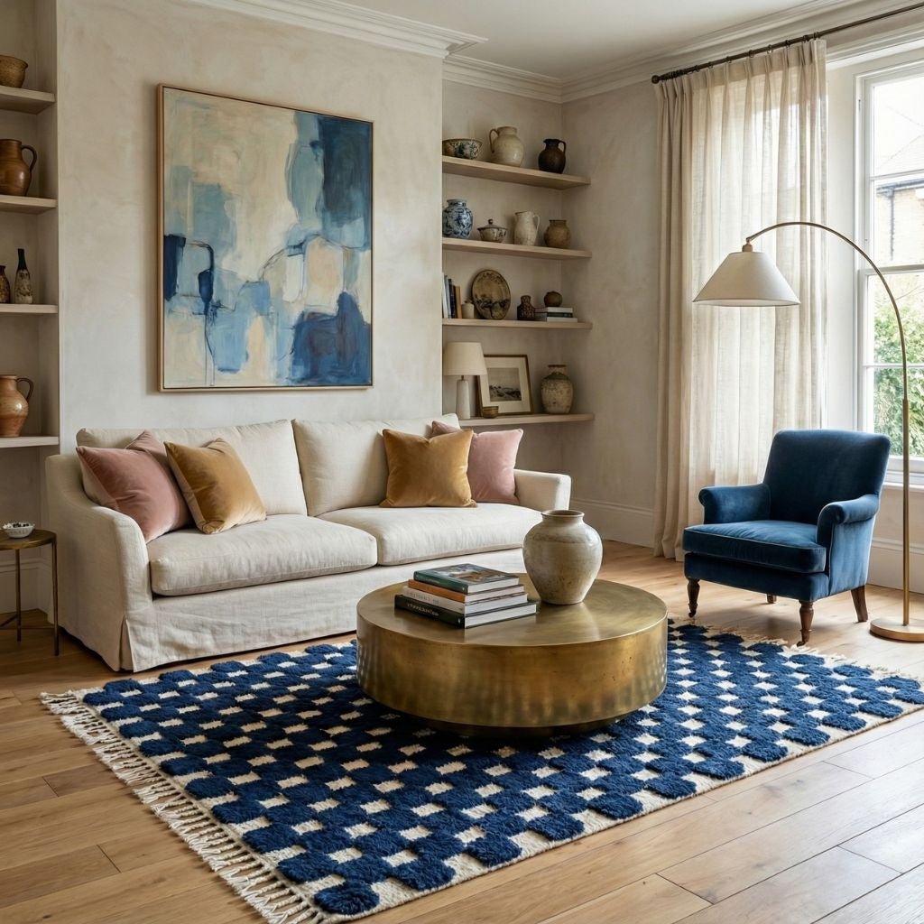 Nowara Navy Blue - Shag Moroccan rug - Benisouk