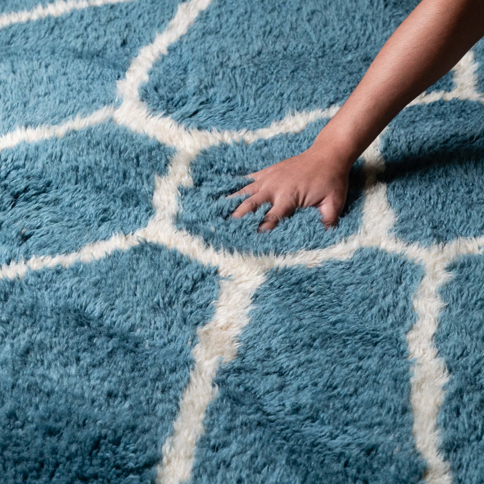 Ocean Mosaic - Luxury Shag Moroccan Rug - Benisouk