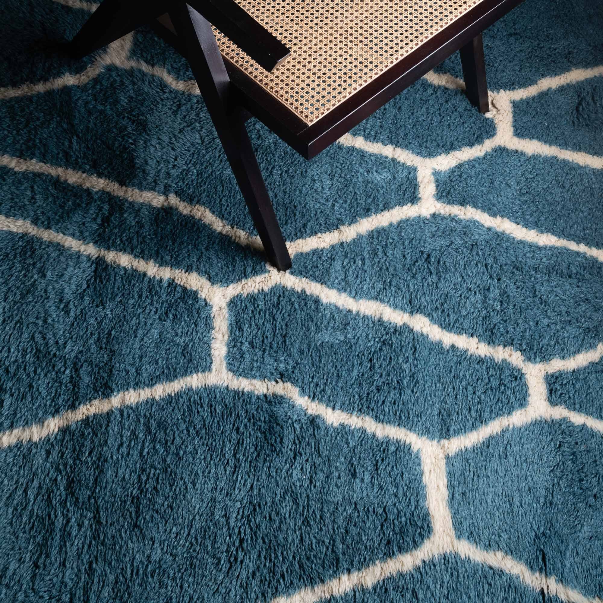 Ocean Mosaic - Luxury Shag Moroccan Rug - Benisouk