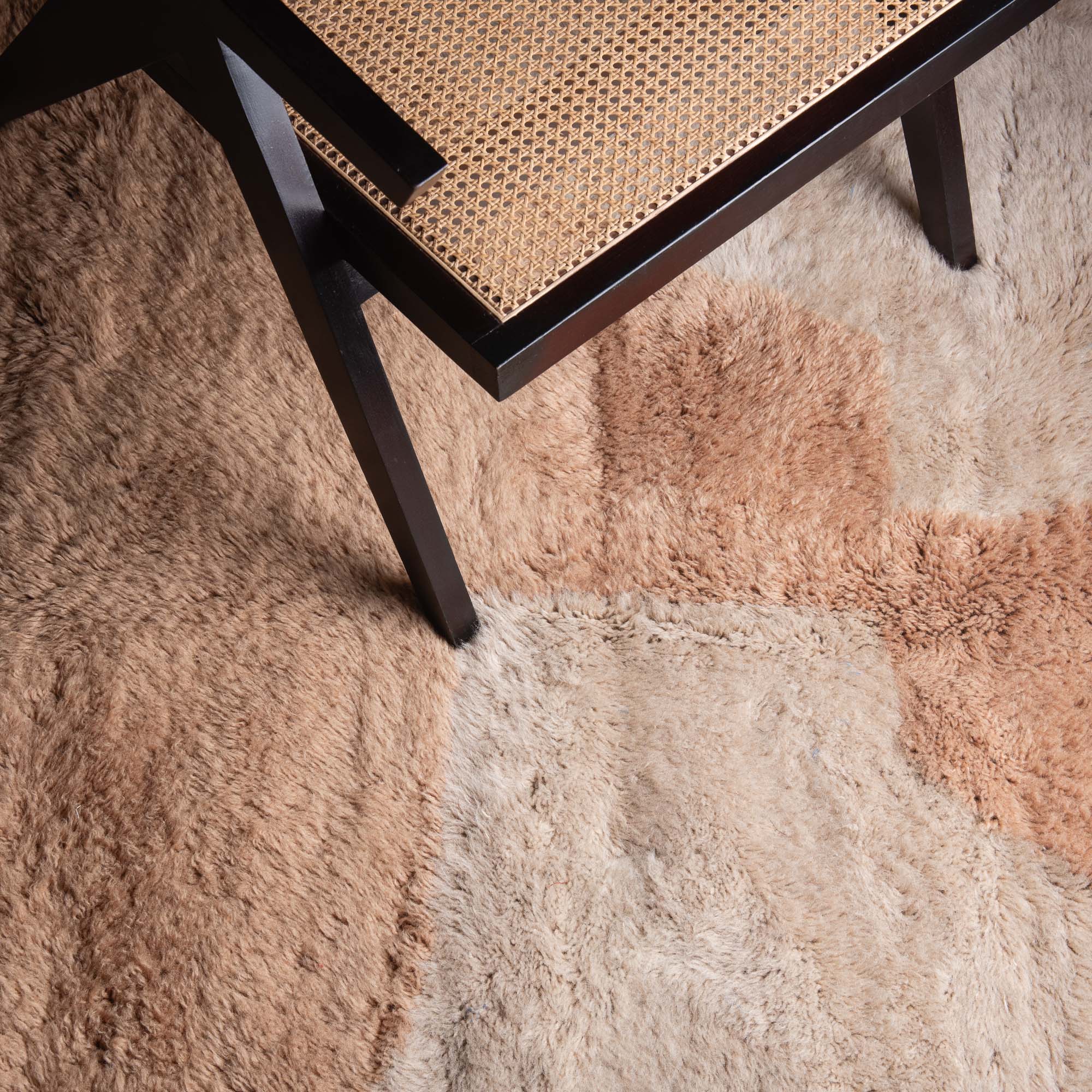 Peach Fossil - Luxury Shag Moroccan Rug - Benisouk