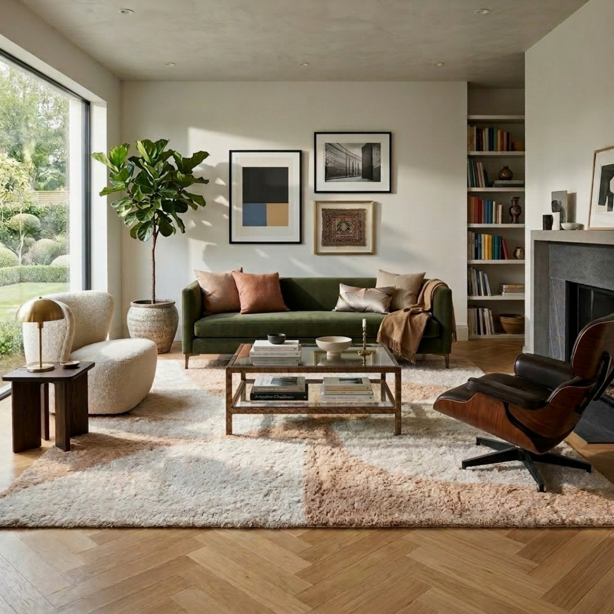 Peach Fossil - Luxury Shag Moroccan Rug - Benisouk