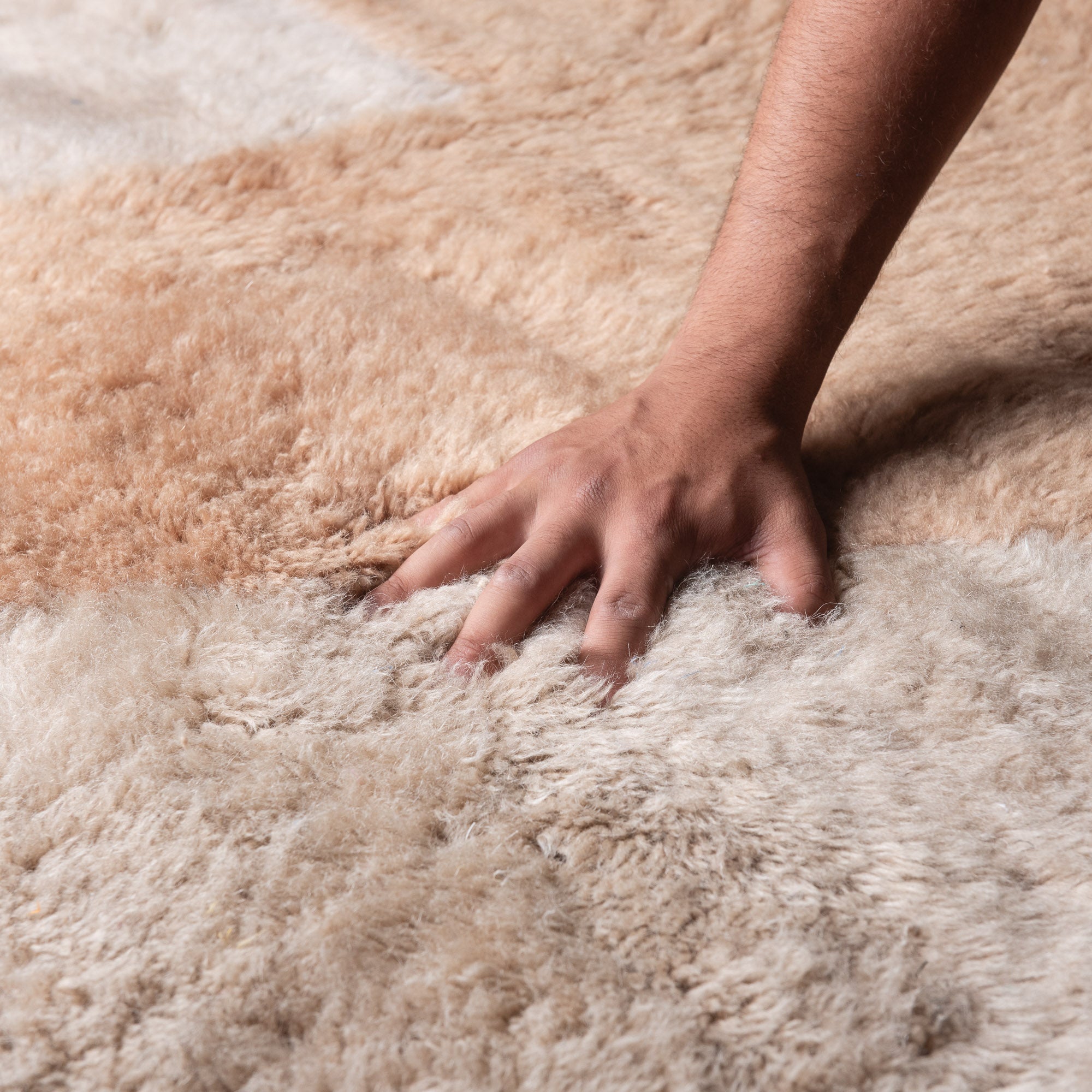 Peach Fossil - Luxury Shag Moroccan Rug - Benisouk