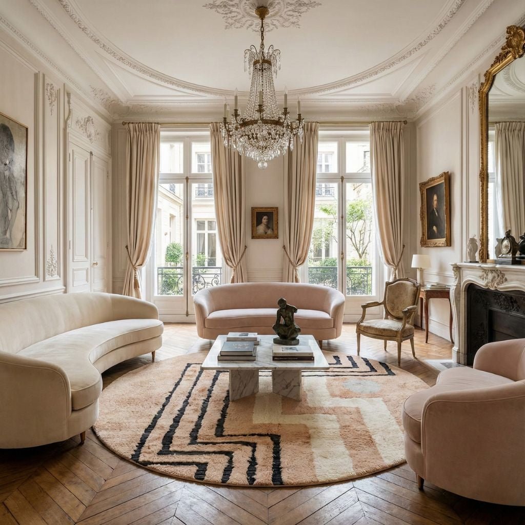 Petra Round - Luxury Shag Moroccan Rug - Benisouk