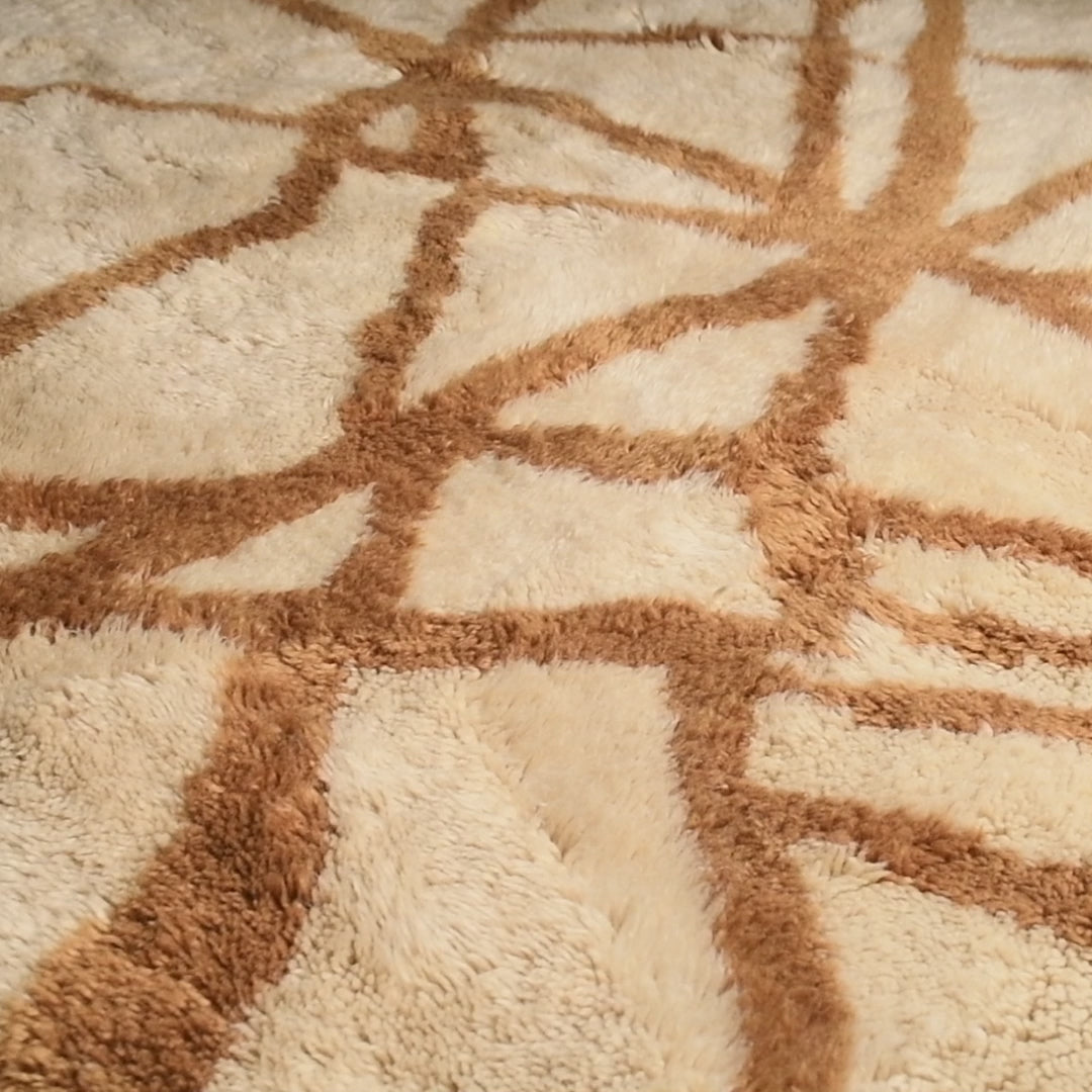 Golden Intersections - Luxury Shag Moroccan Rug
