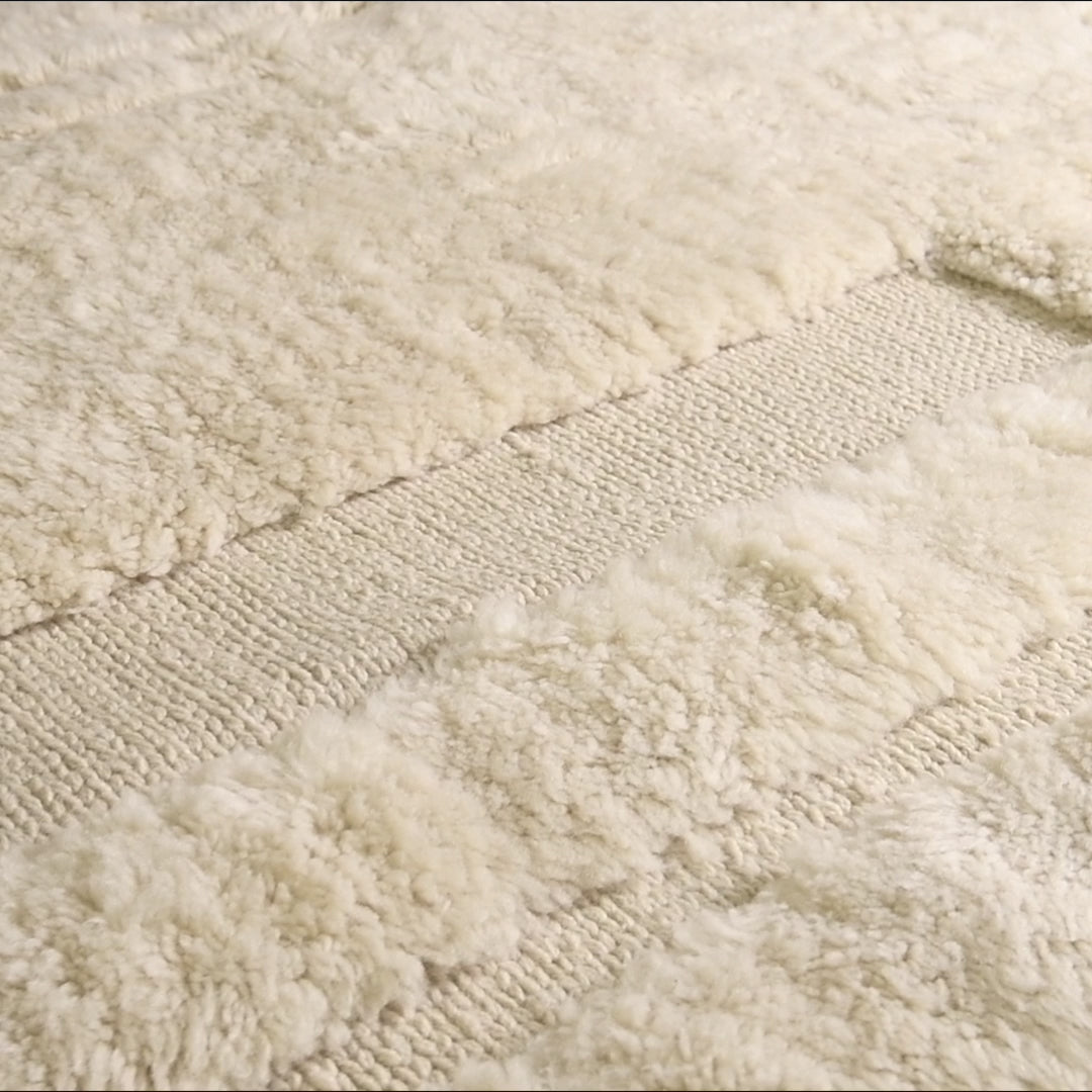 Neutral Structure - Luxury Shag Moroccan Rug