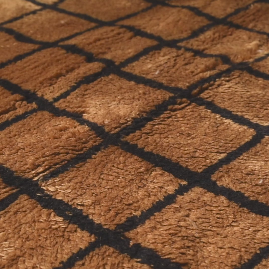 Bronze Grid - Luxury Shag Moroccan Rug