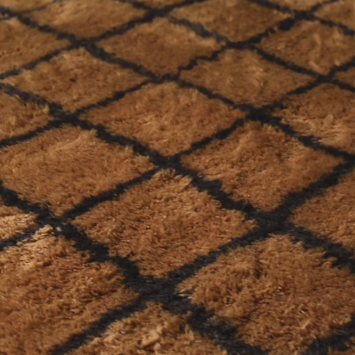 Bronze Grid - Premium shag Moroccan runner rug