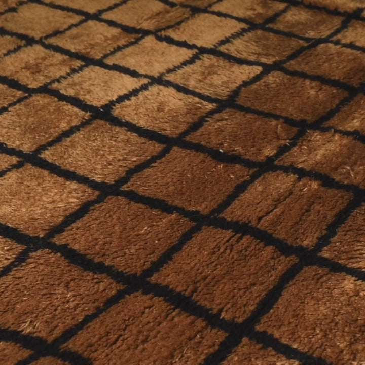 Bronze Grid - Luxury Shag Moroccan Rug