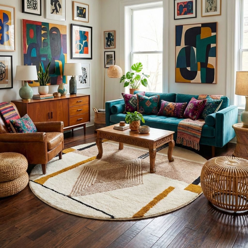 Sarah Round - Shag Moroccan rug - Benisouk