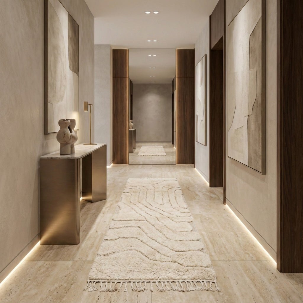 Serene Elevation - Luxury Shag Moroccan Runner Rug - Benisouk