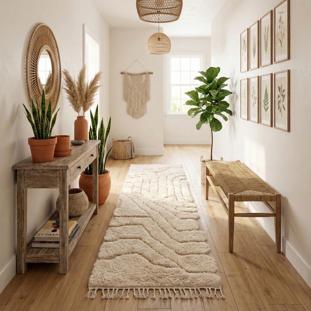 Serene Elevation - Luxury Shag Moroccan Runner Rug - Benisouk