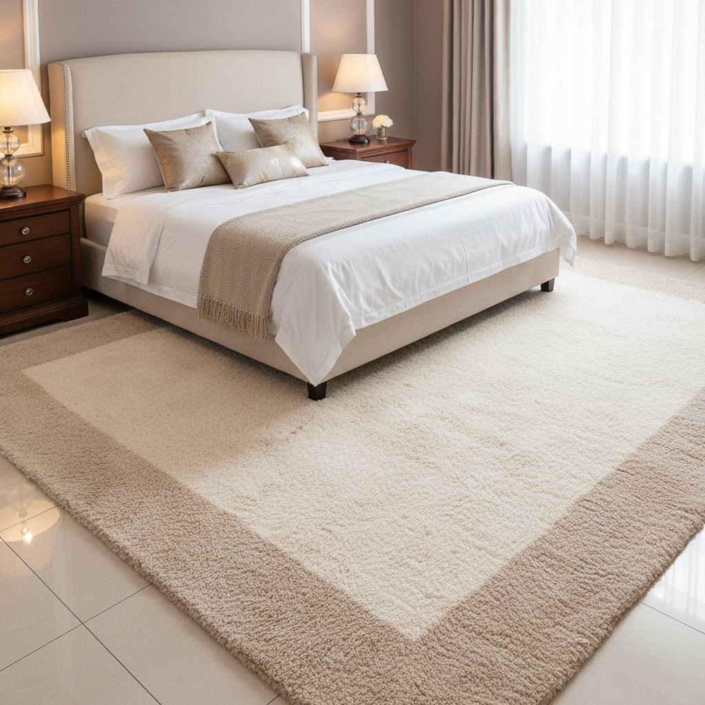 Serenity Border - Luxury Shag Moroccan Rug - Benisouk