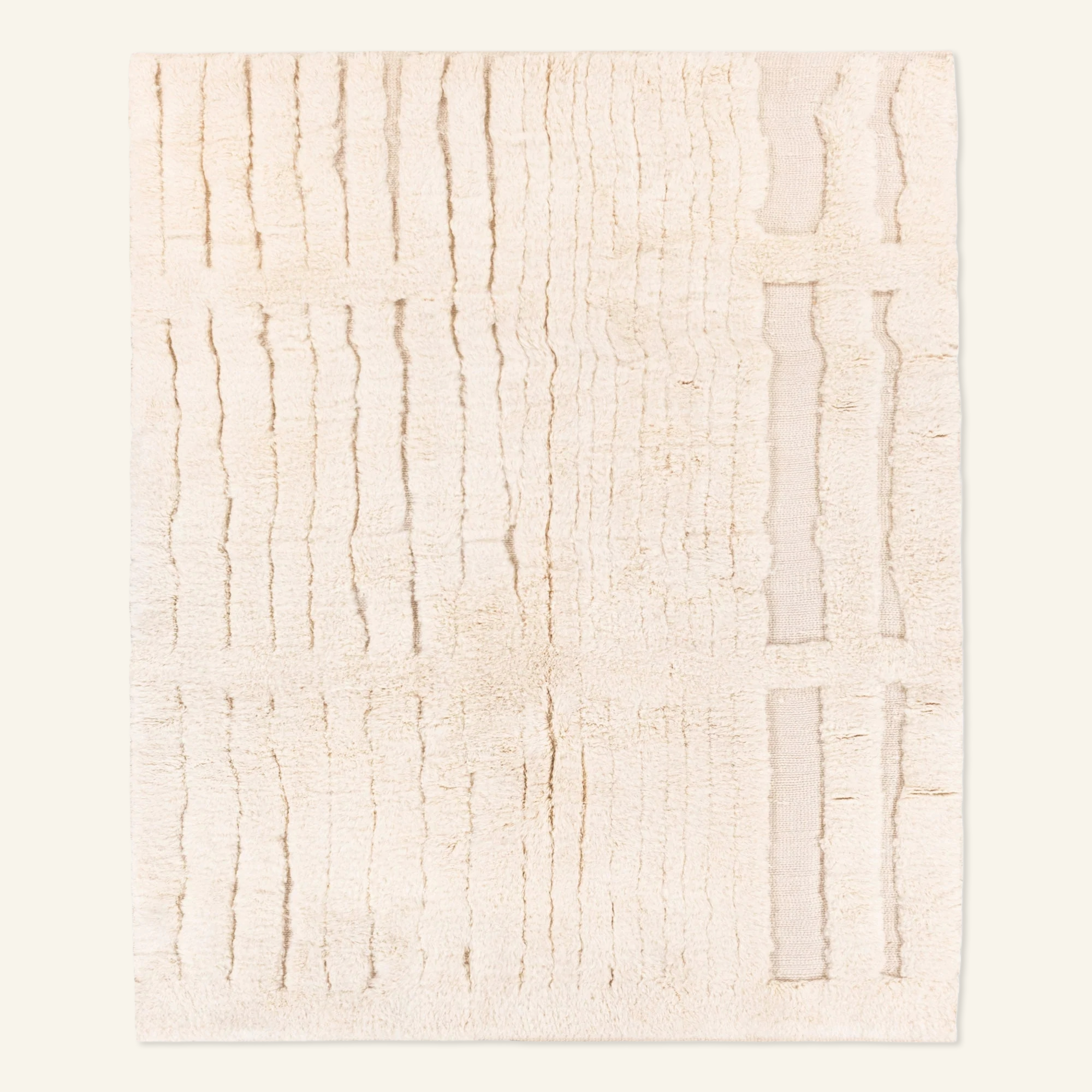 Neutral Structure - Luxury Shag Moroccan Rug
