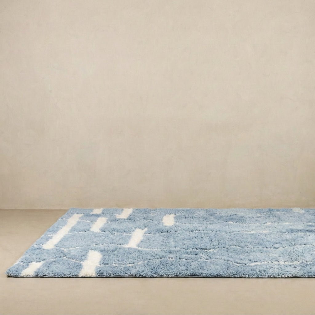 Sienna Blue - Luxury Shag Moroccan Rug - Benisouk