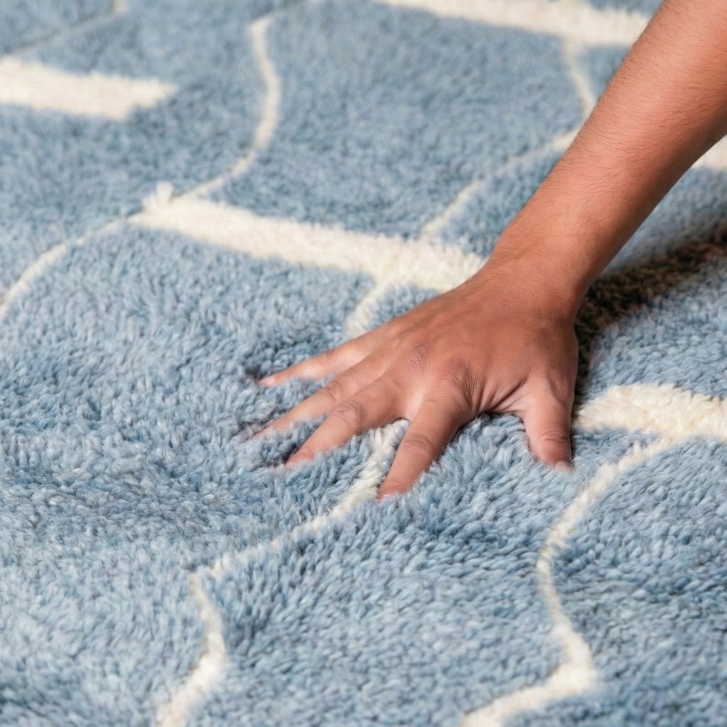 Sienna Blue - Luxury Shag Moroccan Rug - Benisouk