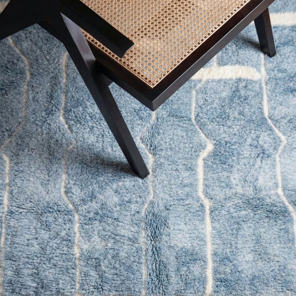 Sienna Blue - Luxury Shag Moroccan Rug - Benisouk