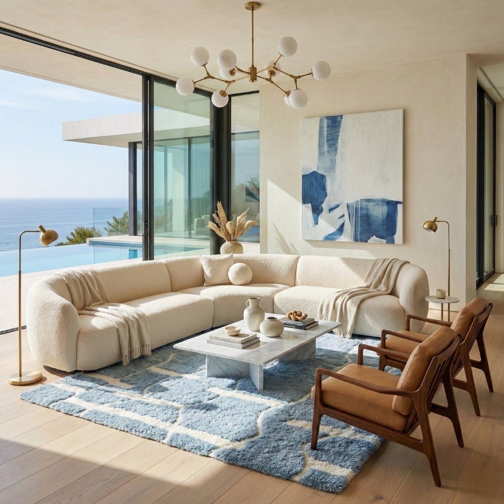 Sienna Blue - Luxury Shag Moroccan Rug - Benisouk