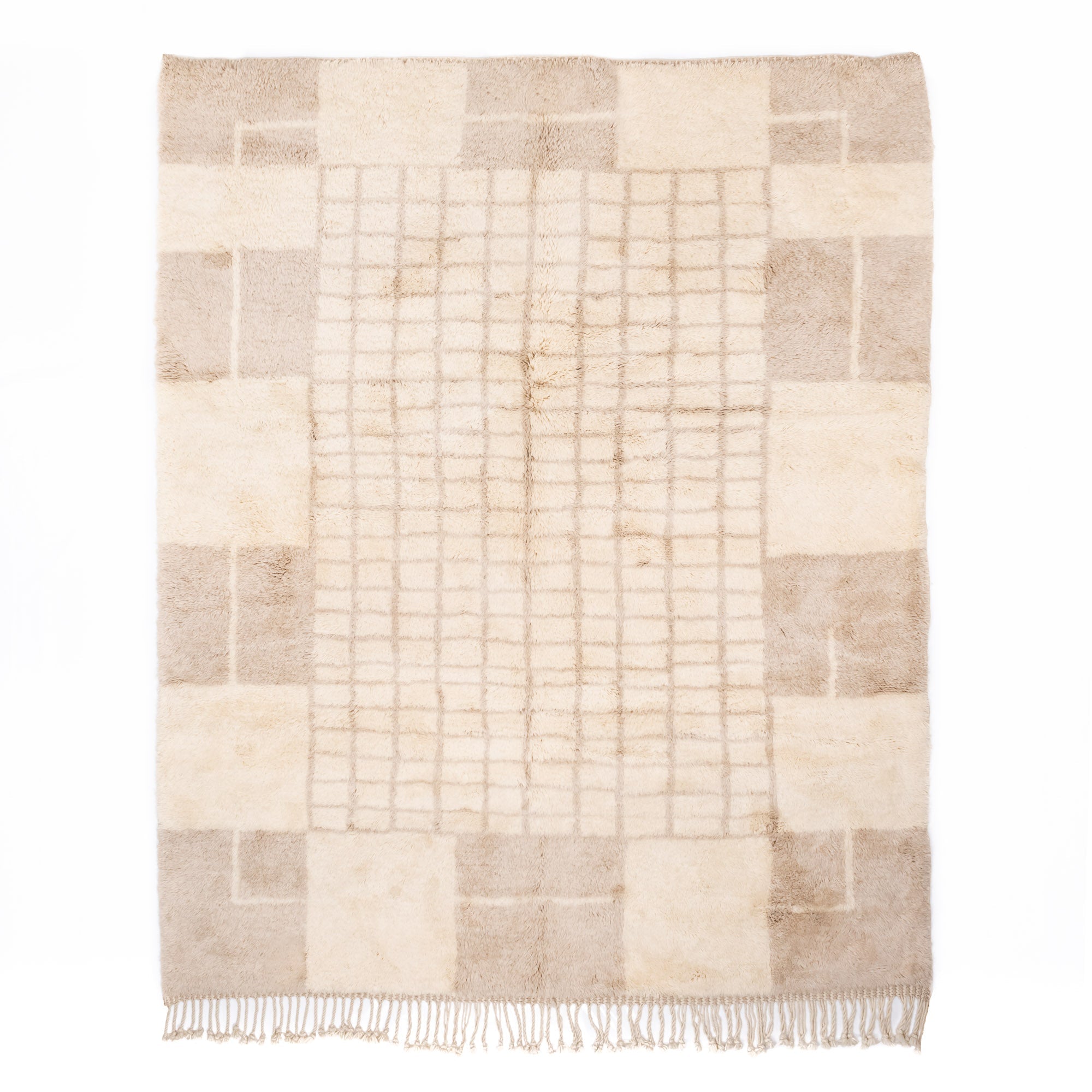 Silver Lattice - Luxury Shag Moroccan Rug - Benisouk