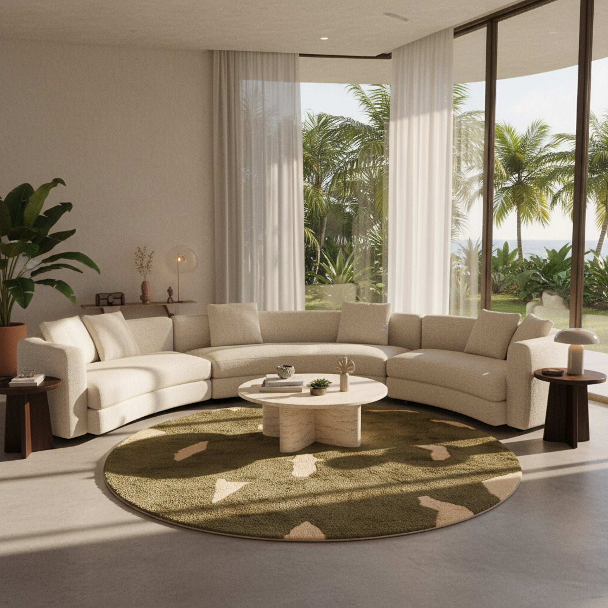 Soldier Round - Luxury Shag Moroccan Rug - Benisouk