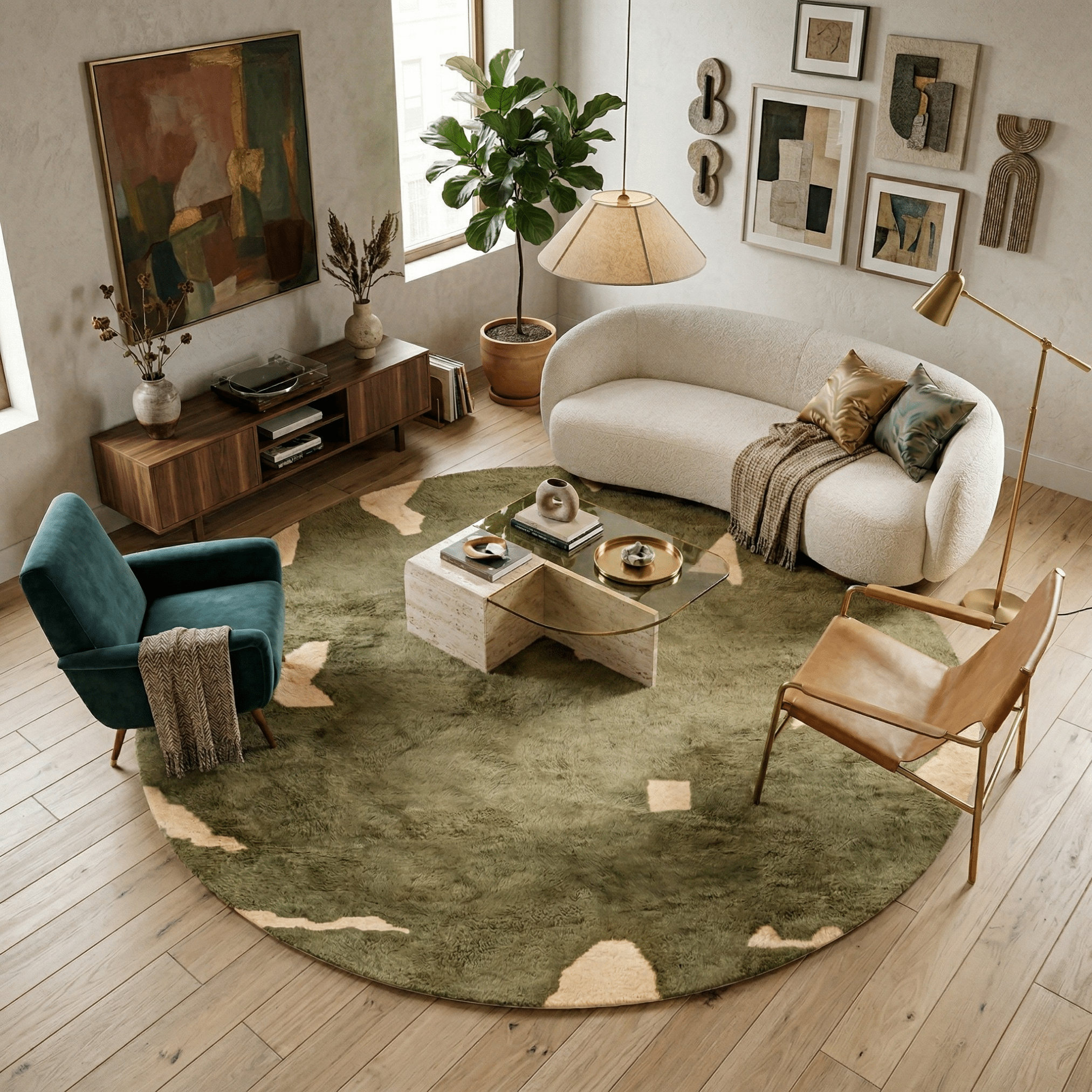 Soldier Round - Luxury Shag Moroccan Rug - Benisouk