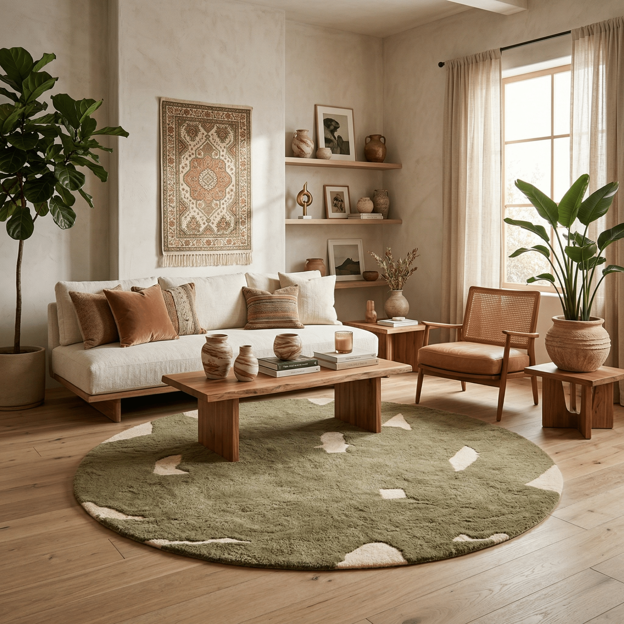 Soldier Round - Luxury Shag Moroccan Rug - Benisouk