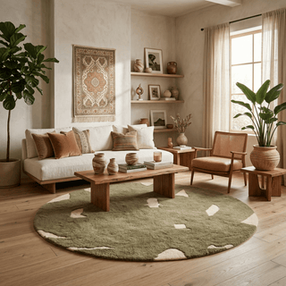 Soldier Round - Luxury Shag Moroccan Rug - Benisouk