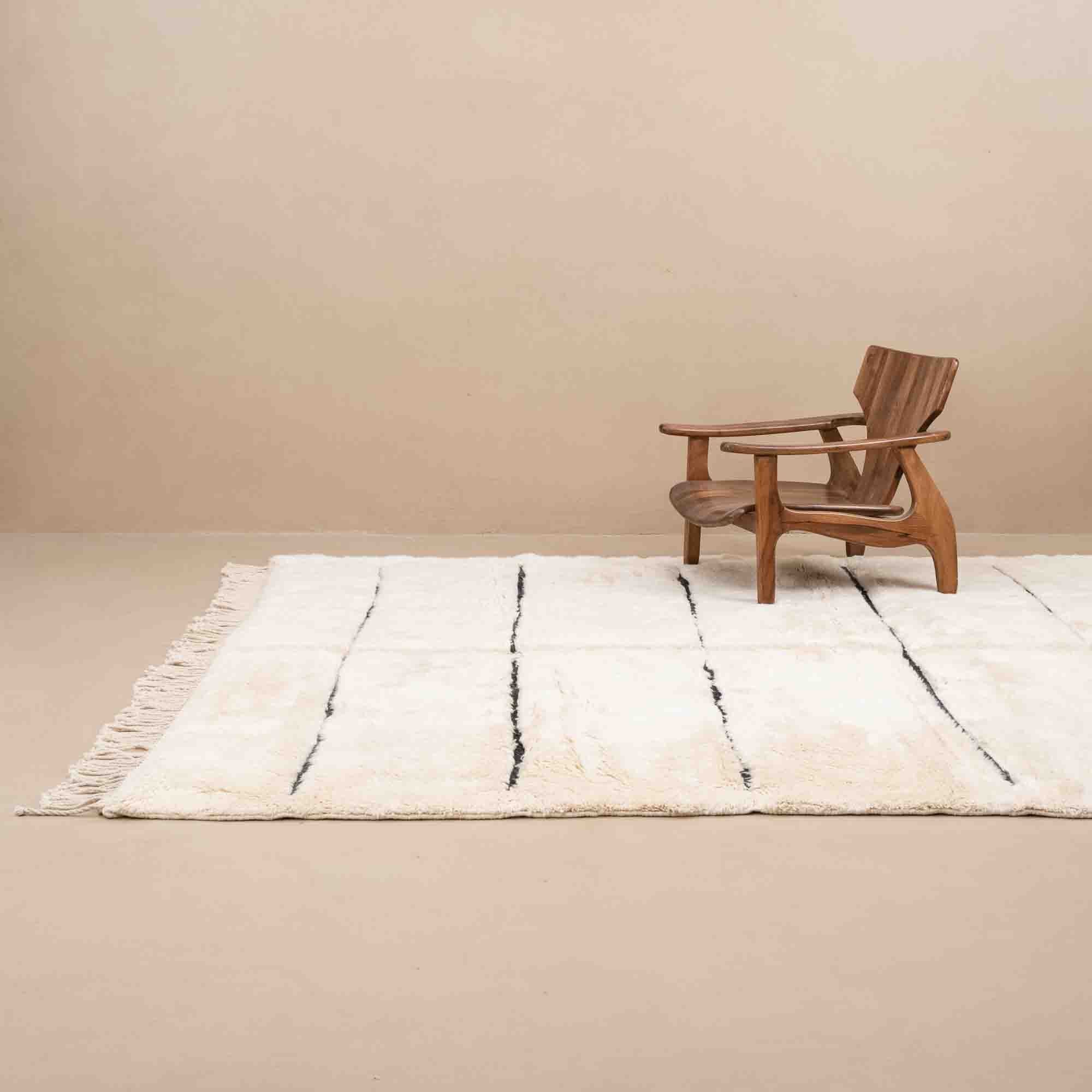 Symetrical Lines - Luxury Shag Moroccan Rug - Benisouk