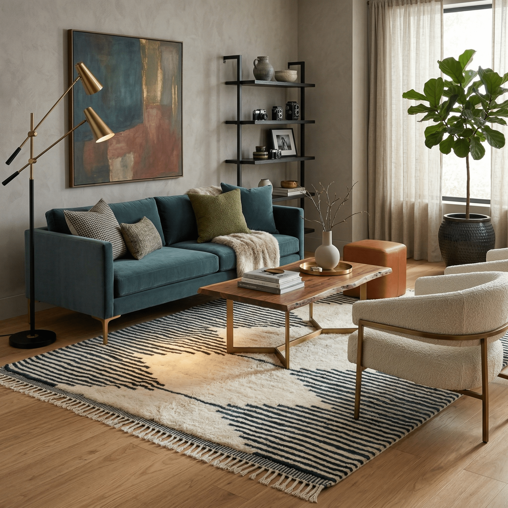 Symmetrical Connexion - Luxury Shag Moroccan Rug - Benisouk