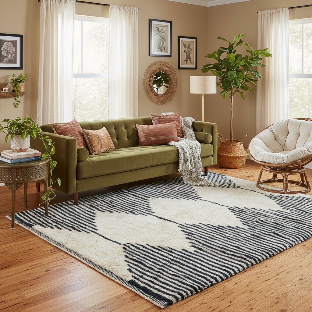 Symmetrical Connexion - Luxury Shag Moroccan Rug - Benisouk