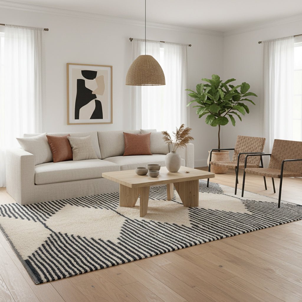 Symmetrical Connexion - Luxury Shag Moroccan Rug - Benisouk