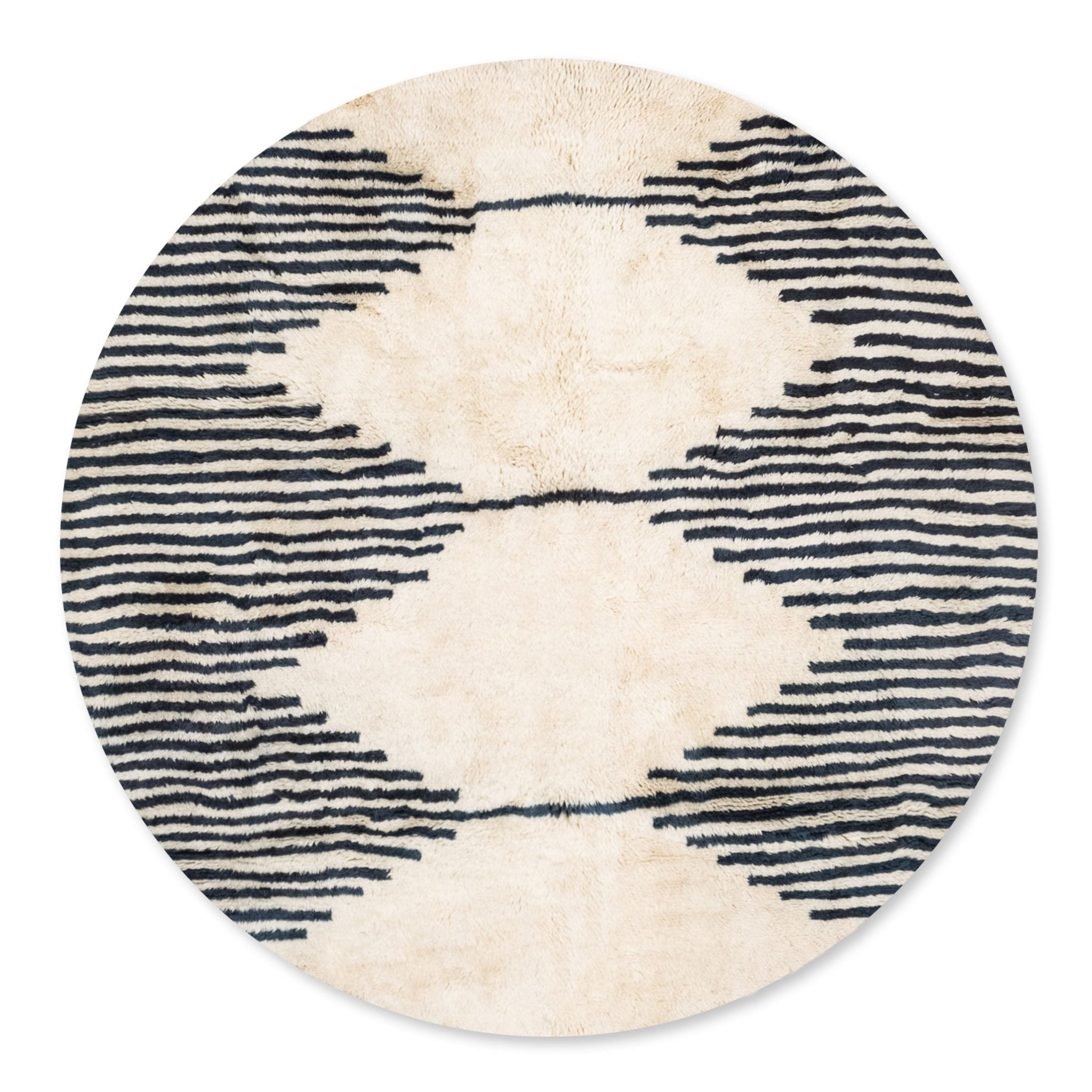 Symmetrical Connexion Round - Luxury Shag Moroccan Rug - Benisouk