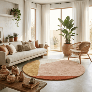 Tangerine Dream Round - Luxury Shag Moroccan Rug - Benisouk
