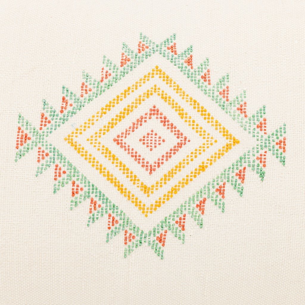 White Cactus silk pillow cover - Benisouk