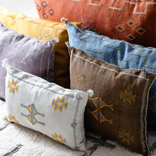 White Cactus silk pillow cover - Benisouk