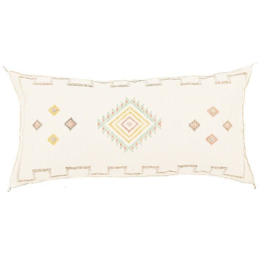 White Cactus silk pillow cover - Benisouk