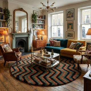 Winding track Round - Luxury Shag Moroccan Rug - Benisouk