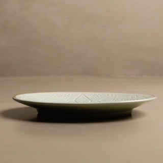 Zagora Dinner Plate Green - Moroccan Dinnerware Adorned with 12 Carat Gold Accents - Benisouk