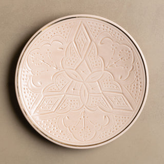 Zagora Dinner Plate Sand - Moroccan Dinnerware Adorned with 12 Carat Gold Accents - Benisouk