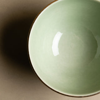 Zagora Green Bowl - Moroccan Dinnerware Adorned with 12 Carat Gold Accents - Benisouk