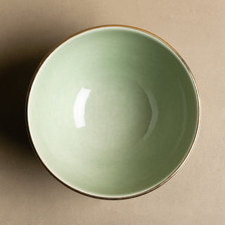 Zagora Green Bowl - Moroccan Dinnerware Adorned with 12 Carat Gold Accents - Benisouk