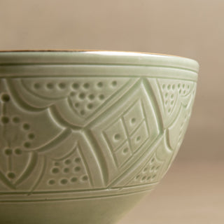 Zagora Green Bowl - Moroccan Dinnerware Adorned with 12 Carat Gold Accents - Benisouk