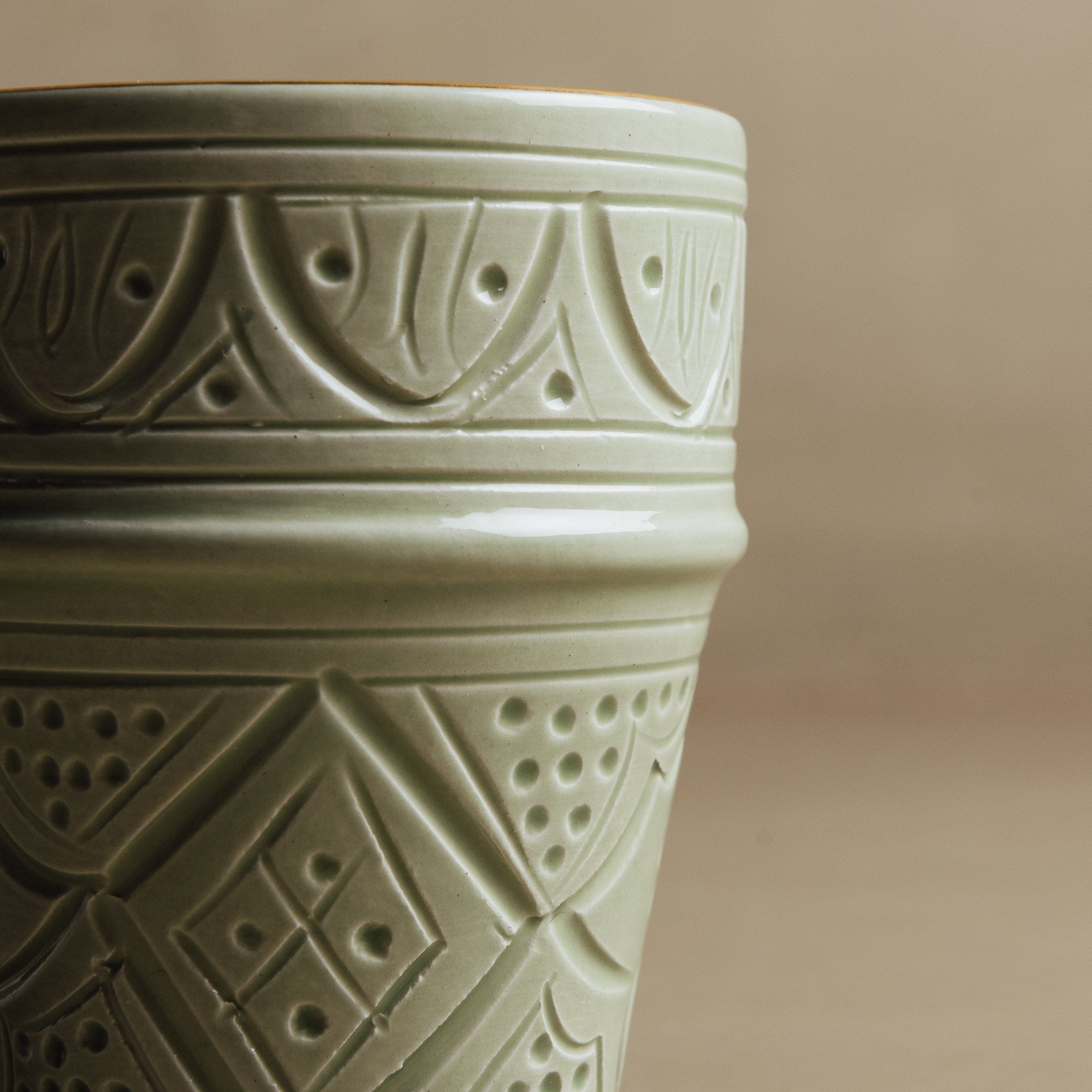 Zagora Green Cup - Moroccan Dinnerware Adorned with 12 Carat Gold Accents - Benisouk