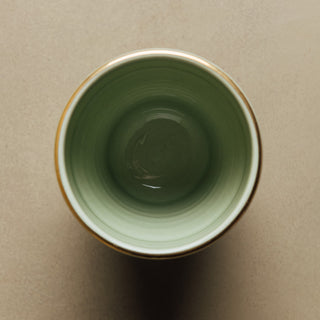 Zagora Green Cup - Moroccan Dinnerware Adorned with 12 Carat Gold Accents - Benisouk