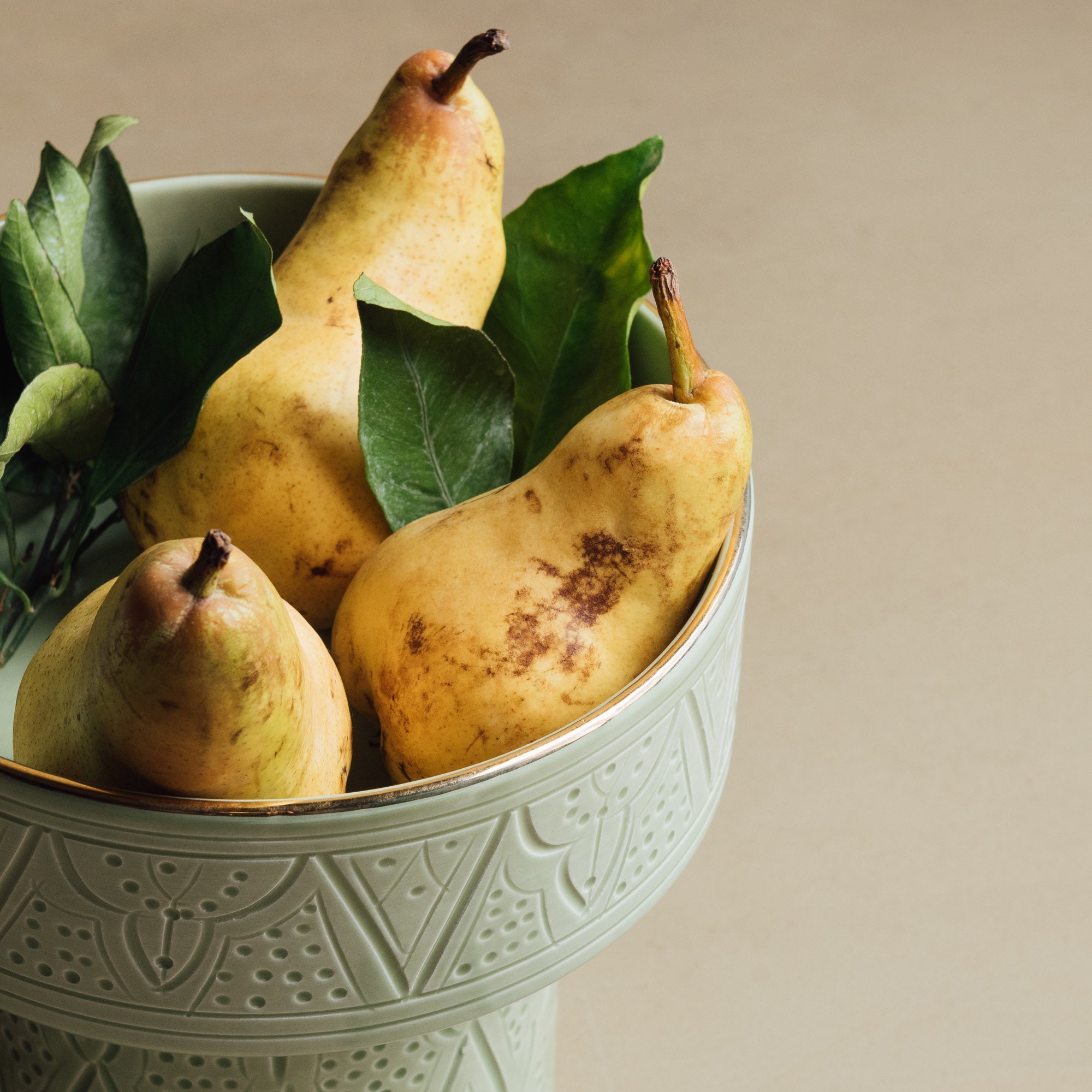 Zagora Green Pedestal Bowl - Handcrafted with 12 Carat Gold Accents - Benisouk