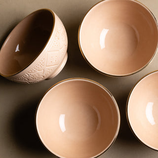Zagora Sand Bowl - Moroccan Dinnerware Adorned with 12 Carat Gold Accents - Benisouk
