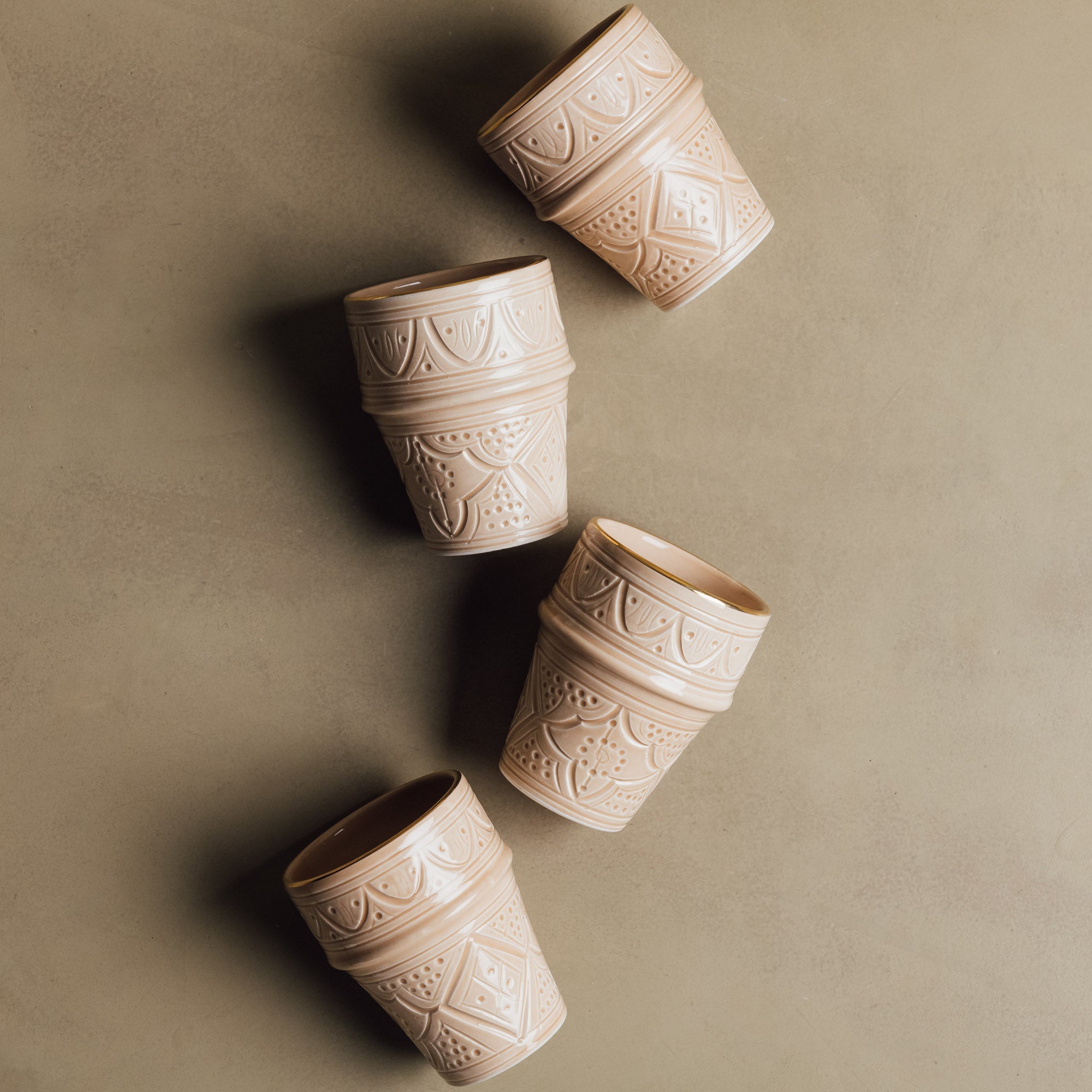 Zagora Sand Cup - Moroccan Dinnerware Adorned with 12 Carat Gold Accents - Benisouk